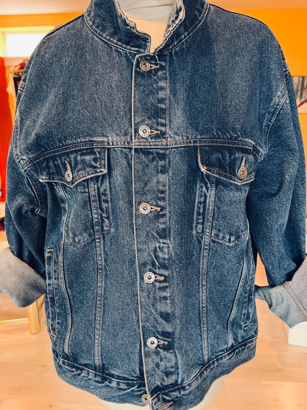 Vintage Wrangler Iconic Marlboro Graphic Artist Hand-painted Jean Jacket 2X - Picture 4 of 9